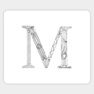 Henna Alphabet M / Henna Letter M - Black Henna Line Art Magnet